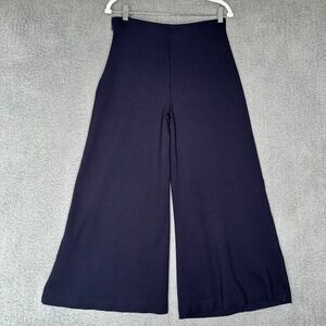 Quince Ultra Stretch Ponte Super Wide Leg Ankle Pant Navy L